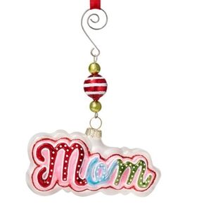 Holiday Lane Mom Glass Ornament NIB
